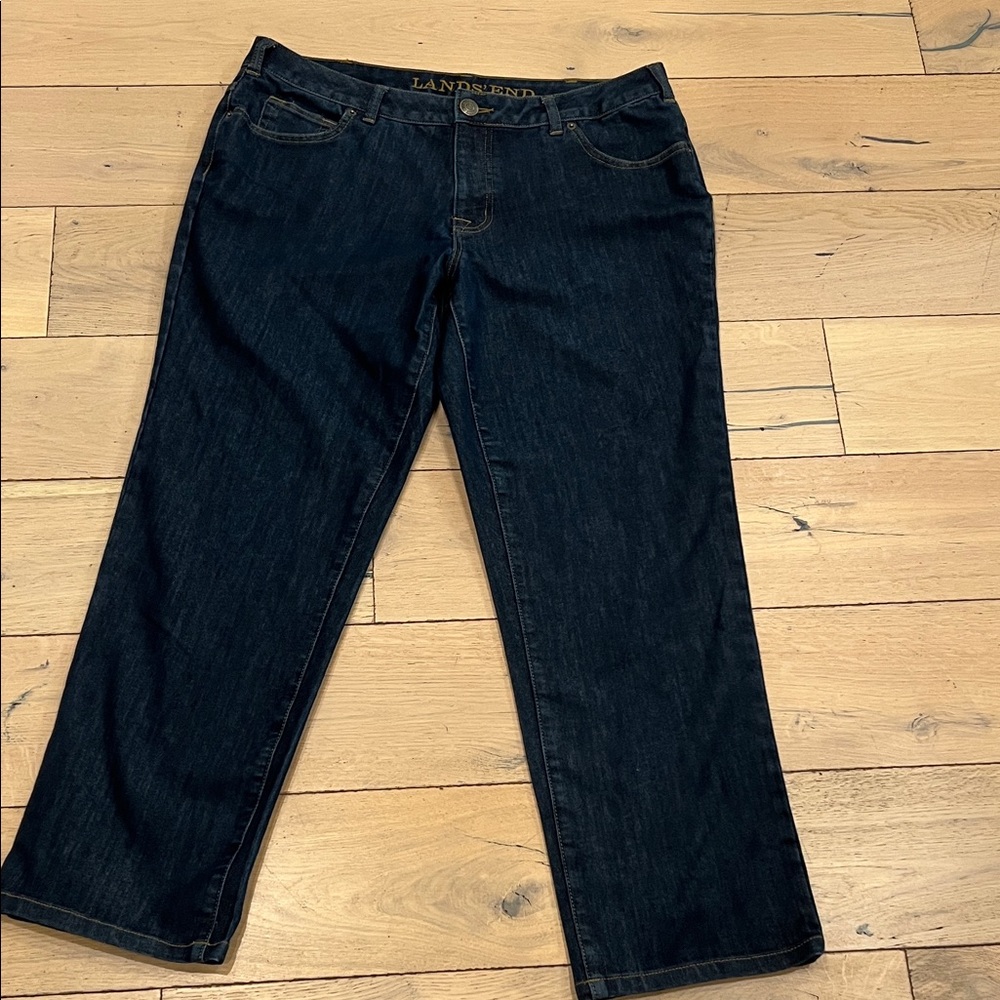 Lands' End Dark Blue Relaxed Jeans, 14W